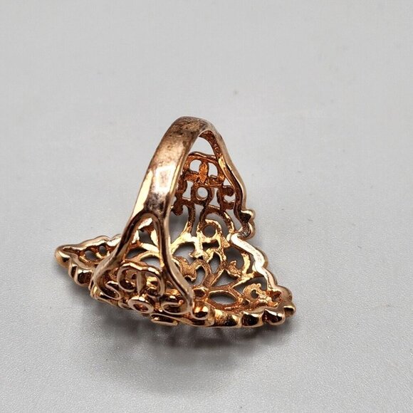 Rose Gold Plated Filigree Ring Size 9 Sterling Silver PAJ 925 Womens Jewelry - Picture 5 of 9